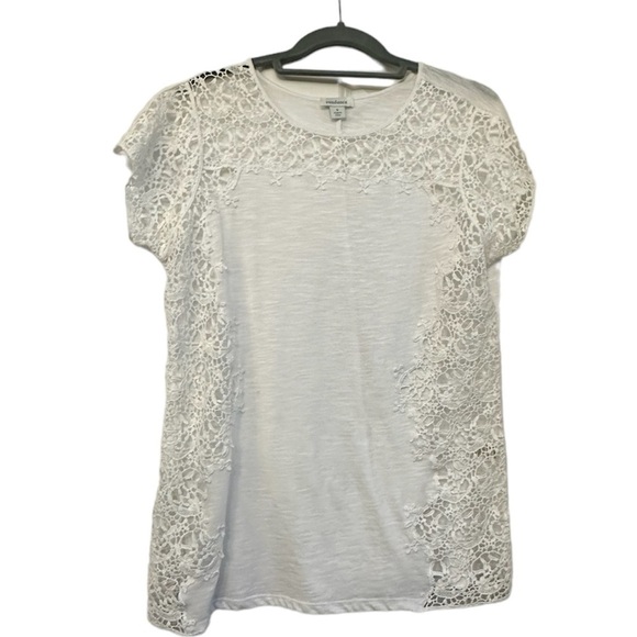 Sundance Lily’s Paramour lace t tee top white size small BOHO feminine romantic - Picture 1 of 7